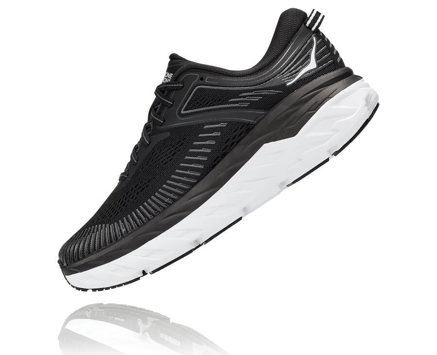 Running Shoes Womens - Hoka One One Bondi 7 - Black/White - AGQYHCL-45